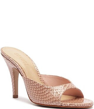 Schutz Clea Snake Printed Leather Dress Slide Sandals - 9.5 | Dillard's