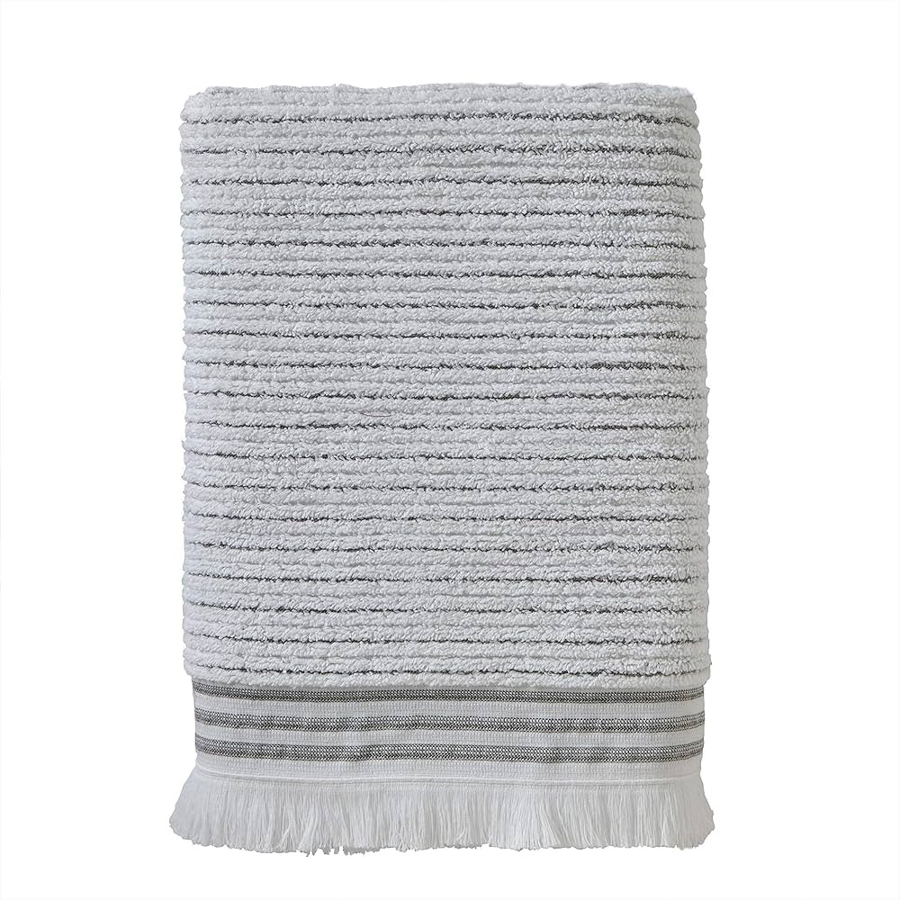 SKL Home by Saturday Knight Ltd. Subtle Stripe Bath Towel,White/Grey 28x54 | Amazon (US)