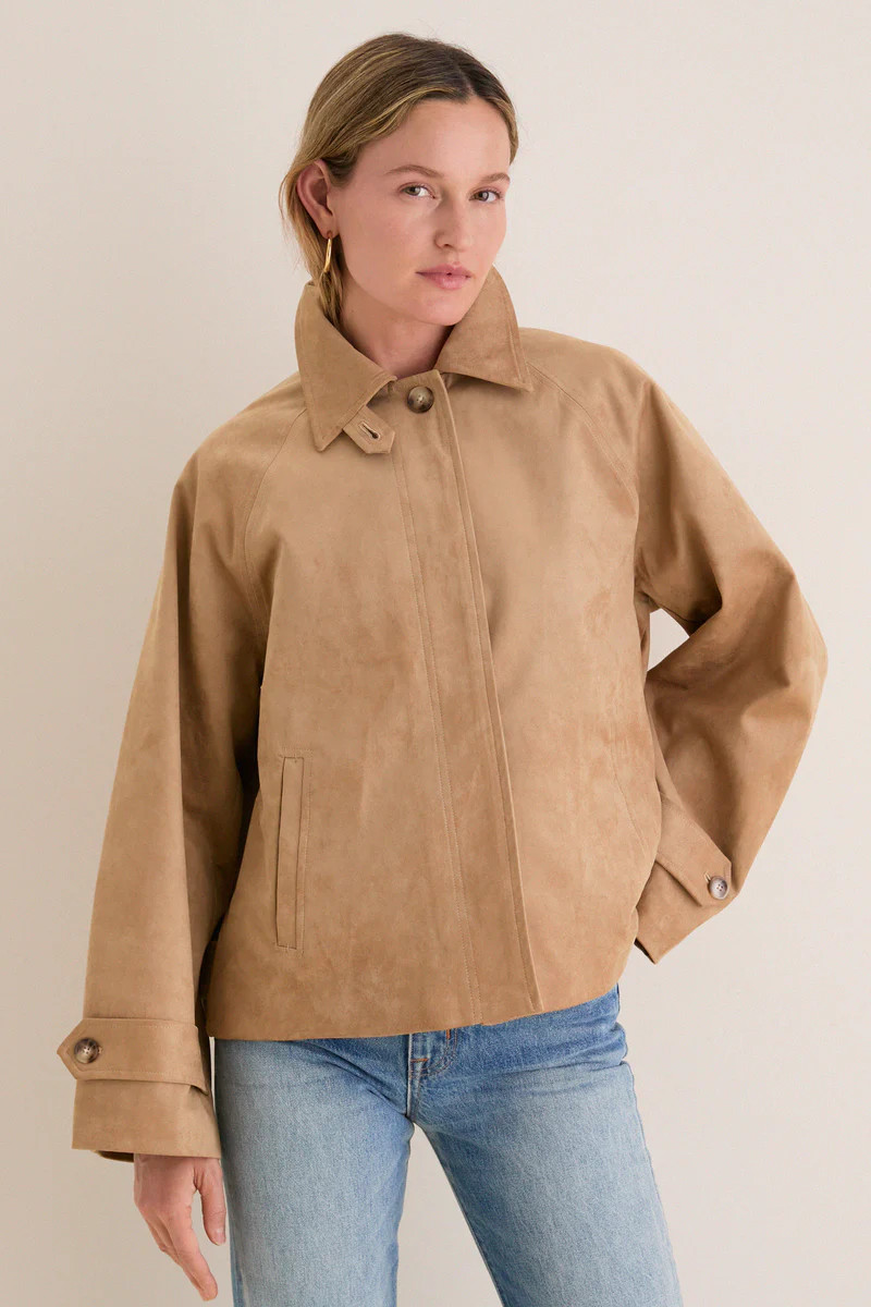 Camel Suede Drew Short Trench Coat | Tuckernuck (US)