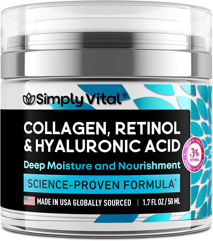 SimplyVital Collagen Face Moisturizer - Anti-Aging Retinol Cream for Face, Neck & Décolleté wit... | Amazon (US)