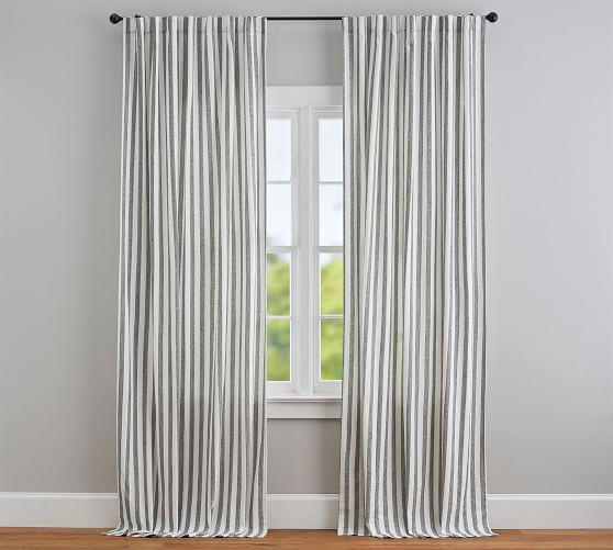 Eden Stripe Curtain Set of 2 - Gray | Pottery Barn (US)