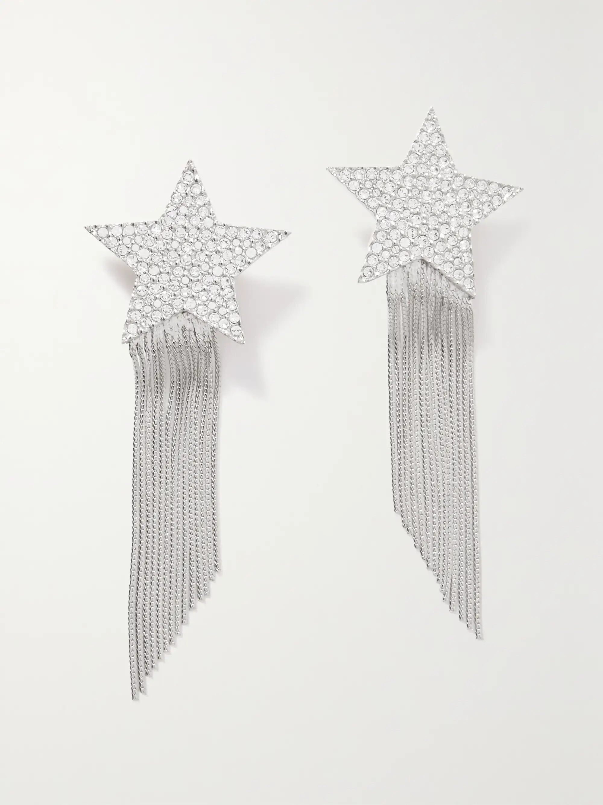 Silver-tone crystal clip earrings | NET-A-PORTER (US)