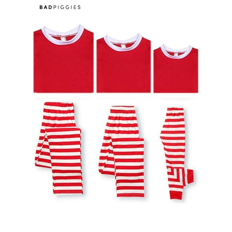 BadPiggies Matching Family Christmas Pajamas Set Red Stripe Sleepwear Cotton Holiday Clothes For ... | Walmart (US)