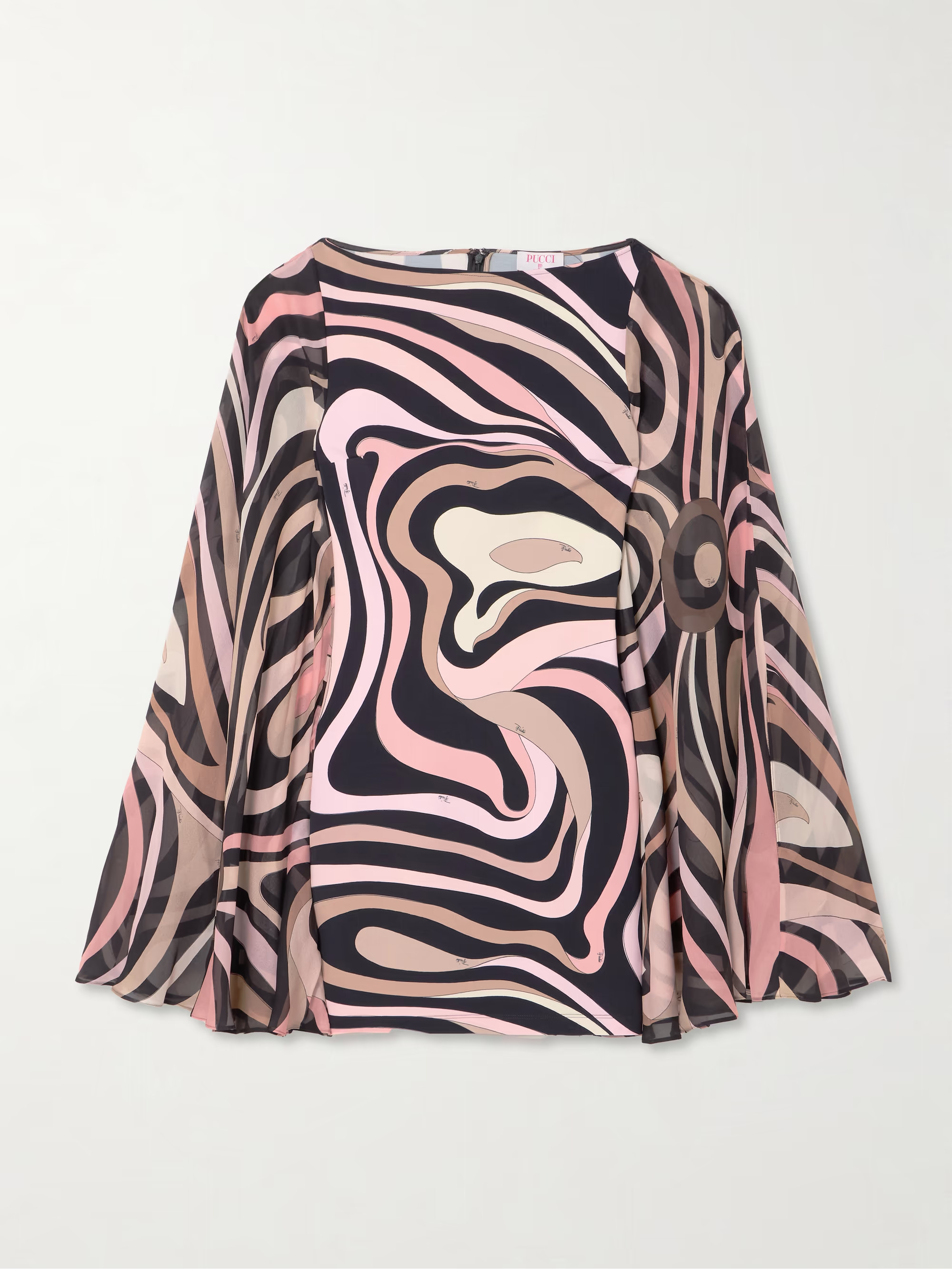 Cape-effect printed silk crepe de chine and stretch-jersey mini dress | NET-A-PORTER (UK & EU)