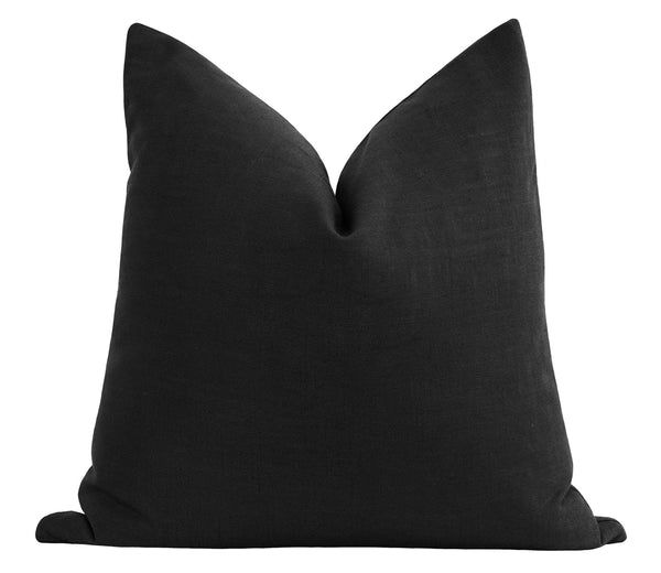 Solid Black Linen Pillow | Land of Pillows
