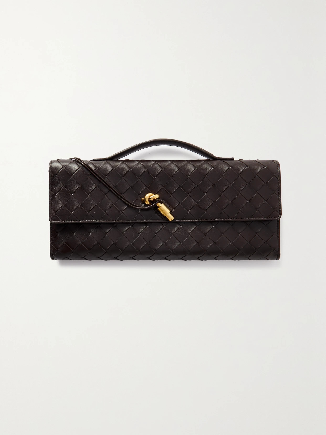 Bottega Veneta - Long Andiamo Intrecciato Leather Clutch - Brown | NET-A-PORTER (US)