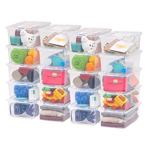 IRIS USA 6 Qt Clear Storage Box, BPA-Free Plastic Stackable Bin with Lid, Containers to Organize Shoes and Closet Shelves, Classroom Organization Teacher Tools, Game Storage, 20 Pack | Amazon (US)