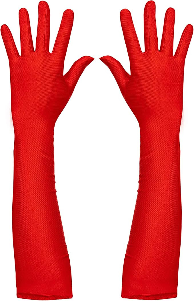 Skeleteen Red Satin Opera Gloves - Roaring 20's Fancy Flapper Elbow Gloves - 1 Pair | Amazon (US)