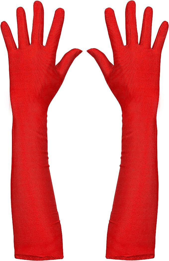 Amazon.com: Skeleteen Red Satin Opera Gloves - Roaring 20's Fancy Flapper Elbow Gloves - 1 Pair :... | Amazon (US)