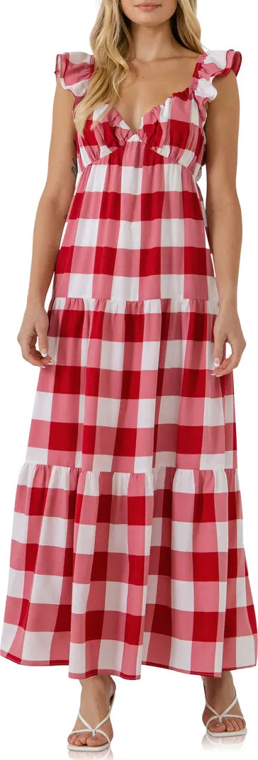 English Factory Gingham Tiered Maxi Dress | Nordstromrack | Nordstrom Rack