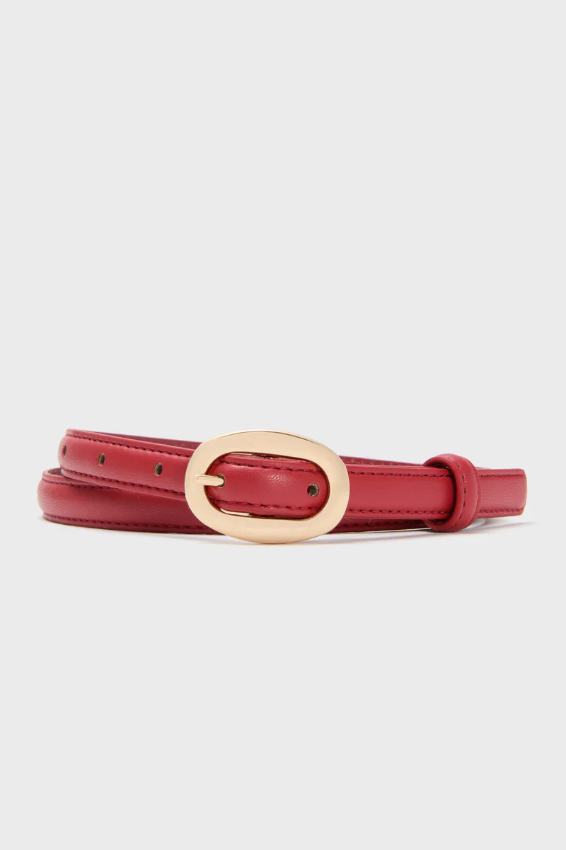 Red Oval Buckle Skinny Belt | Tuckernuck (US)