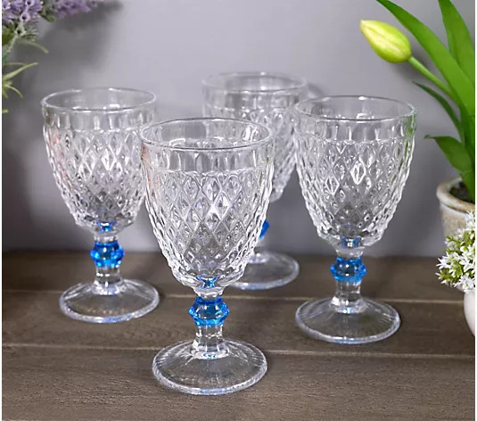 Hotel du Cobb by Dennis Basso Set of 4 Diamond Pattern Goblet Glasses | QVC