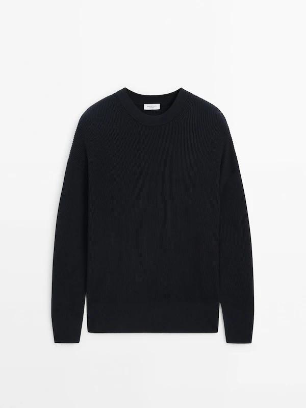 Textured crew neck knit sweater - Studio | Massimo Dutti US