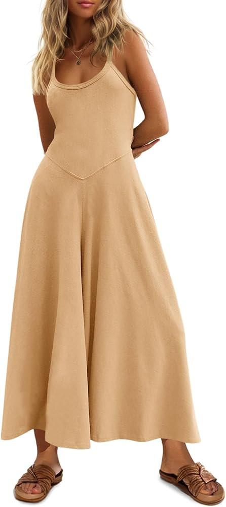 Cicy Bell Womens Casual Wide Leg Jumpsuits Summer Spaghetti Strap Sleeveless Cut Out Loose Long P... | Amazon (US)