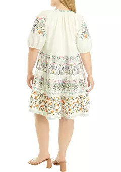 Crown & Ivy™ Plus Size Elbow Sleeve Floral Tiered Dress | Belk