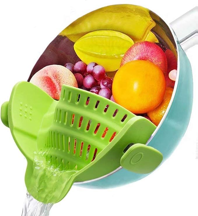 Silicone Clip on Strainer, Patented Clip on Silicone Colander, Clip-on Kitchen Food Strainer for ... | Amazon (US)