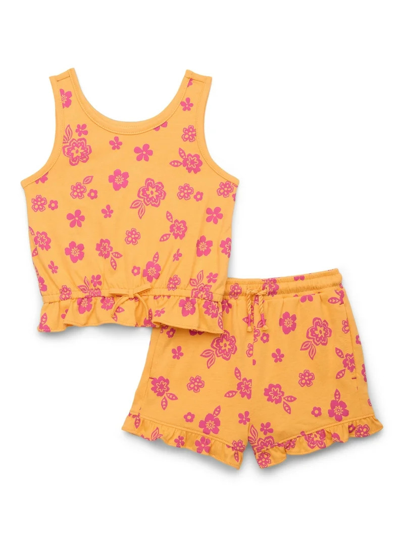 Wonder Nation Printed Ruffled Hem Tank and Shorts Set, Sizes 12M-5T | Walmart (US)