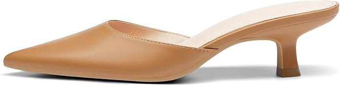 Coutgo Womens Kitten Low Heels Mules Closed Pointed Toe Pumps Slip On Backless Dress Shoes | Amazon (US)