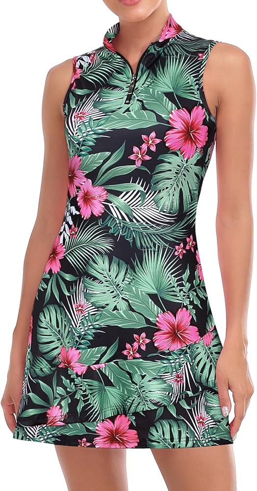 Viracy Tennis Dress for Women Sleeveless Golf Dresses with Shorts and Pockets Ruffle Zip Up Stand... | Amazon (US)