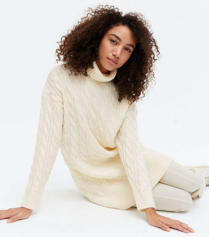 Blue Vanilla Cream Cable Knit Roll Neck Long Jumper
						
						Add to Saved Items
						Remove ... | New Look (UK)