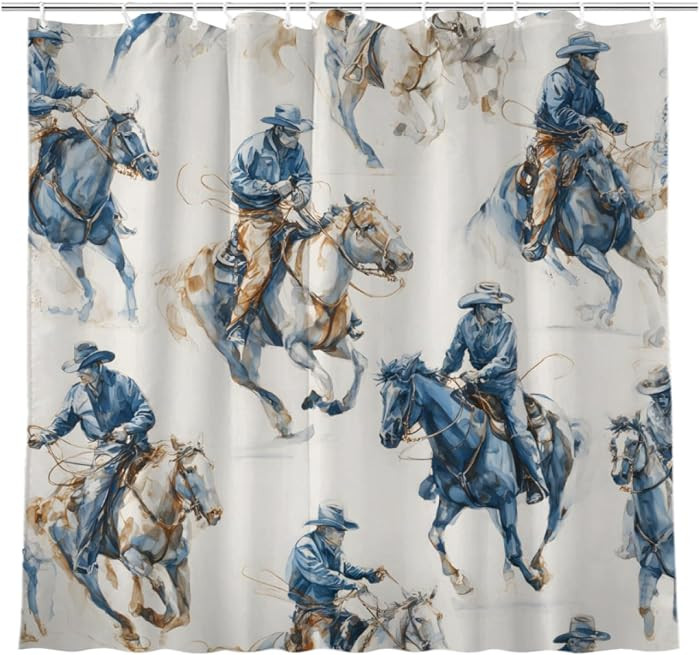 Shower Curtain Set with Western Cowboy Horses Theme, 72x72 Inches, Multicolor, Includes 12 Hooks ... | Amazon (US)
