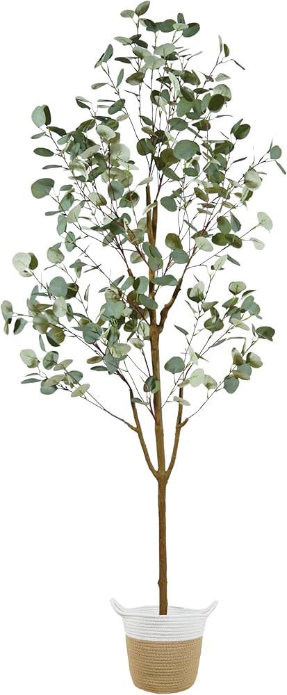 Artificial Eucalyptus Tree, 6ft Tall Fake Eucalyptus Plant with Basket for Indoor Outdoor, 72'' S... | Amazon (US)