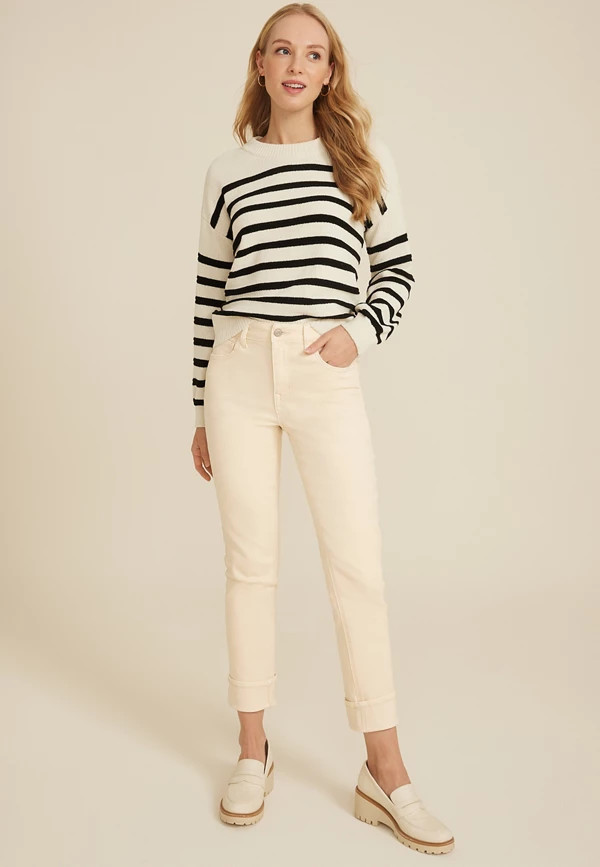 m jeans by maurices™ High Rise Cuffed Hem Straight Ankle Jean | Maurices