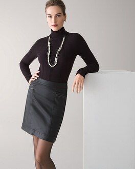Coated Denim Chain Trim Skirt | White House Black Market