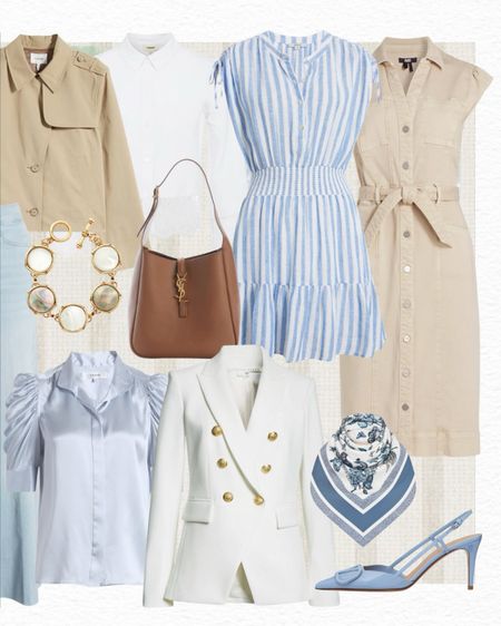Shades of faded blue and white combined with neutral accessories is always elegant and sophisticated. The striped shirt dress and Rails one above easy pieces to wear all summer long! Finally, don’t forget to invest in neutral accessories to pull your outfits together!

#LTKWorkwear #LTKOver40 #LTKSeasonal