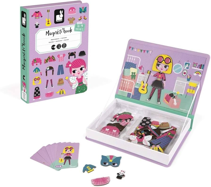 Janod - MagnetiBook 55 pc Magnetic Girl's Costumes Game - Creative Play - Enhances Creativity and... | Amazon (US)