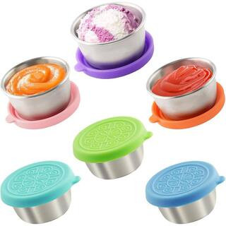 Stainless Steel Salad Dressing Containers Set 6 Pieces Reusable Containers w/ Lids for Lunch & Meal Prep Food Storage | The Home Depot