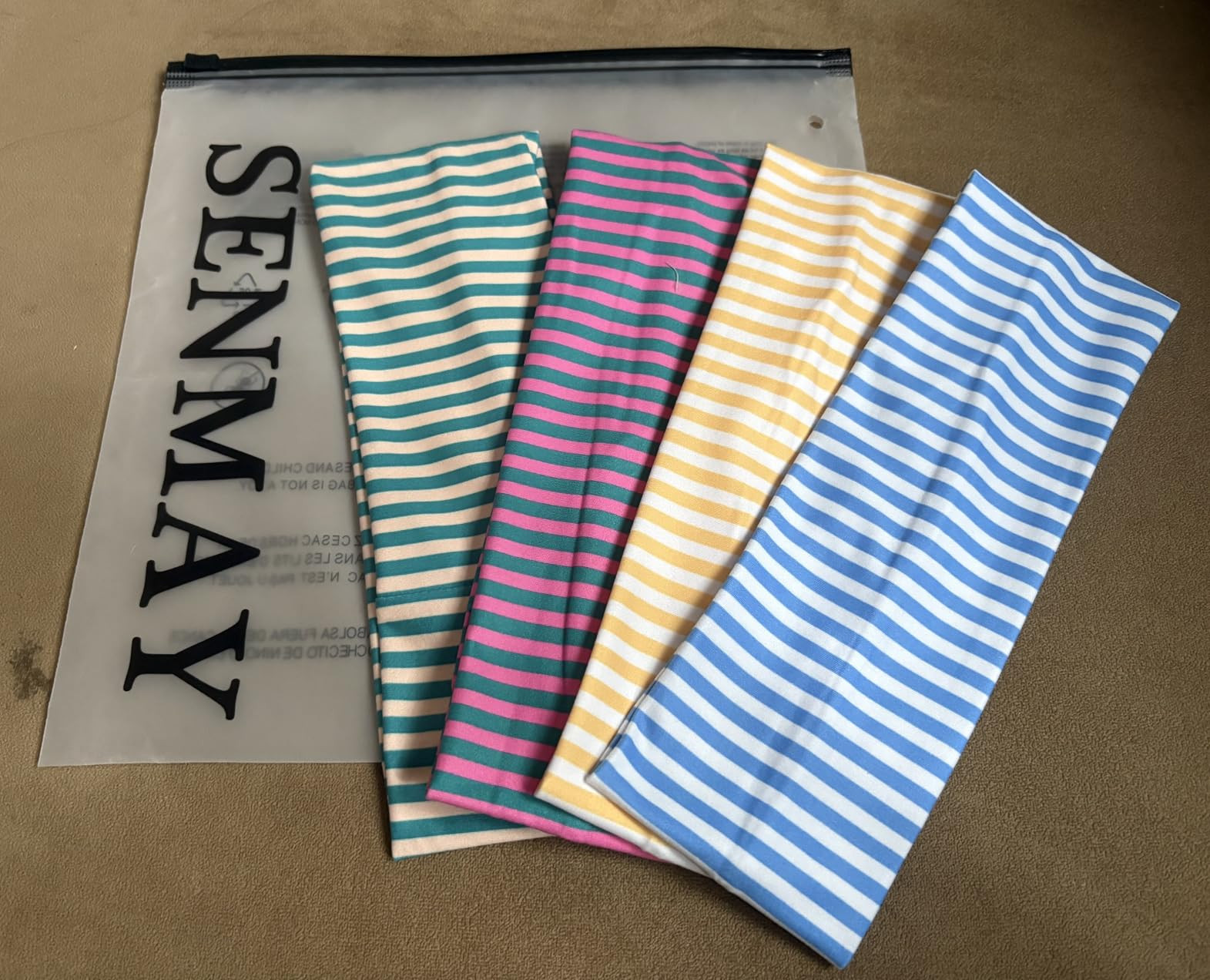 4pcs Striped Headbands for Women Wide Head Bands for Women's Hair Non Slip Wraps Elastic Stretchy... | Amazon (US)
