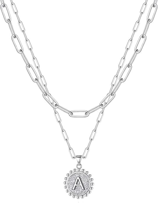 Yoosteel Gold Initial Necklaces for Women, 14K Gold Plated Dainty Layering Paperclip Link Chain N... | Amazon (US)