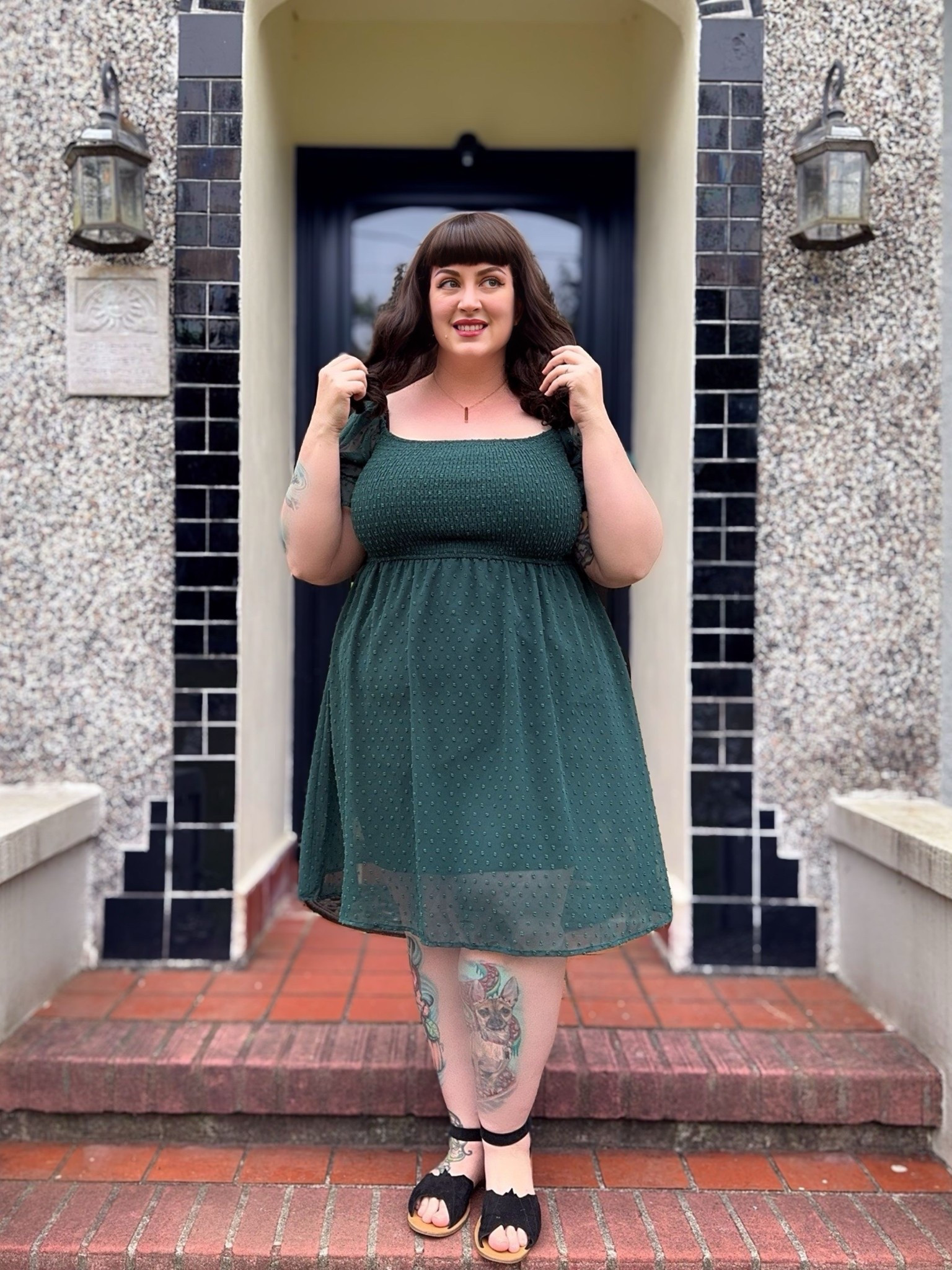 Emerald green Swiss dot dress with puff sleeves

#LTKPlusSize #LTKWedding #LTKFindsUnder50