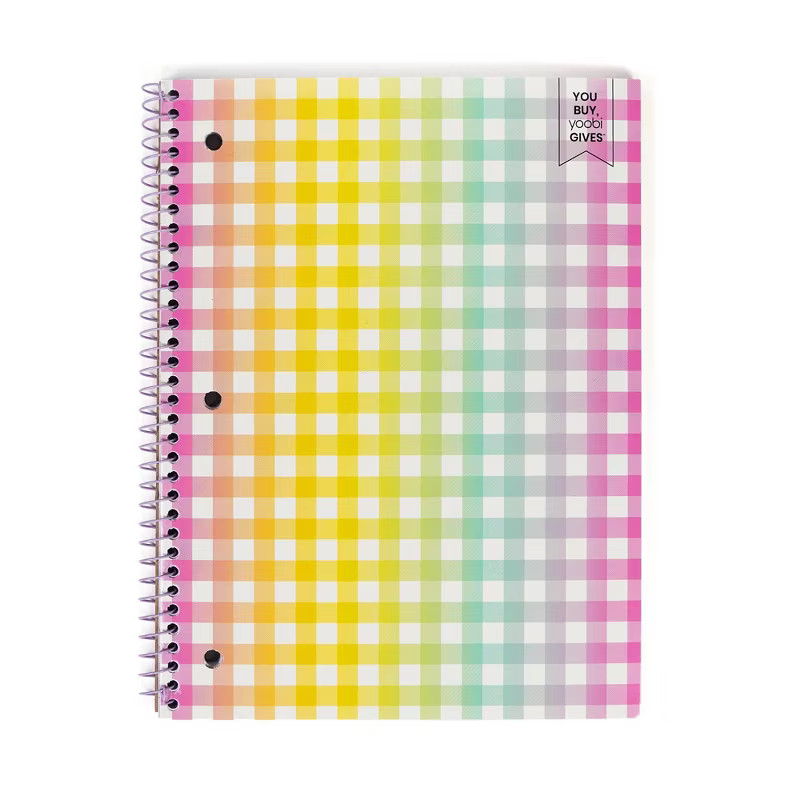 Yoobi™ College Ruled 1 Subject Spiral Notebook Gingham Butterfly | Target