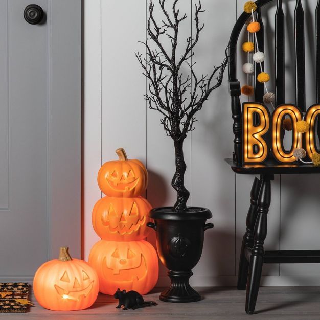 Light Up Triple Stacked Pumpkin Orange Halloween Decorative Prop - Hyde & EEK! Boutique™ | Target