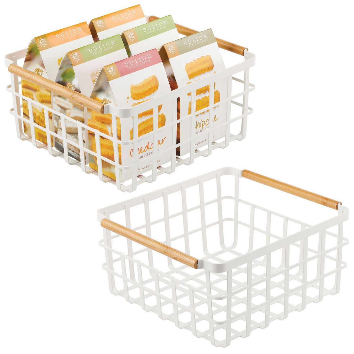 mDesign Metal Wire Organizer Basket, Bamboo Handles | Target