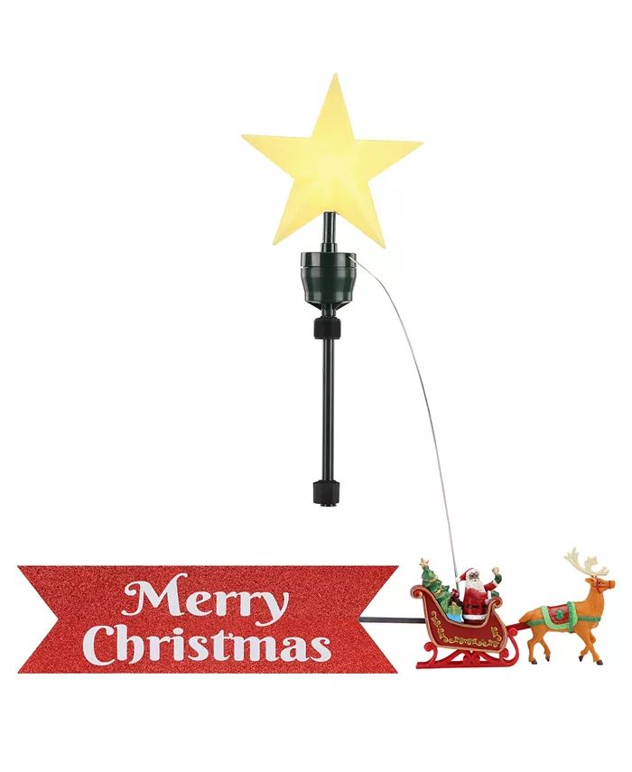 Santa's Sleigh Animated Tree Topper with Banner | Macy's