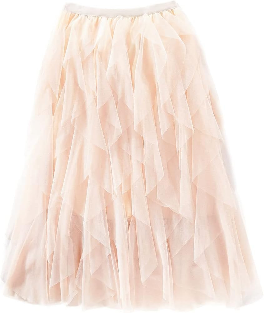 Femiserah Women's Long Rainbow A Line Tulle Tutu Skirts Tiered Skirt Petticoat | Amazon (US)