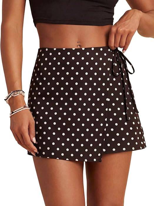 SweatyRocks Women's Boho Mini Skirts Floral Shorts Tie Side Wrap Skorts | Amazon (US)