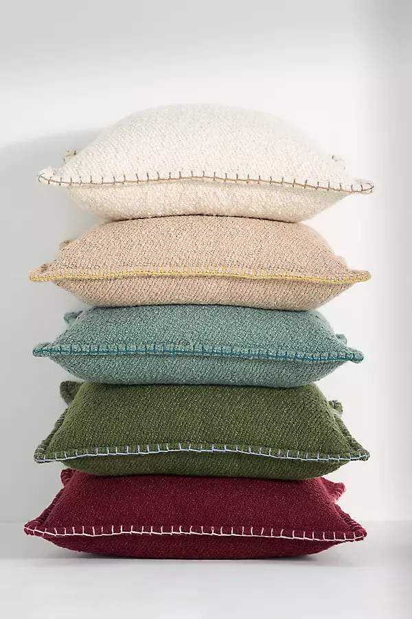 Curtis Bouclé Blanket-Stitch Pillow | Anthropologie (US)