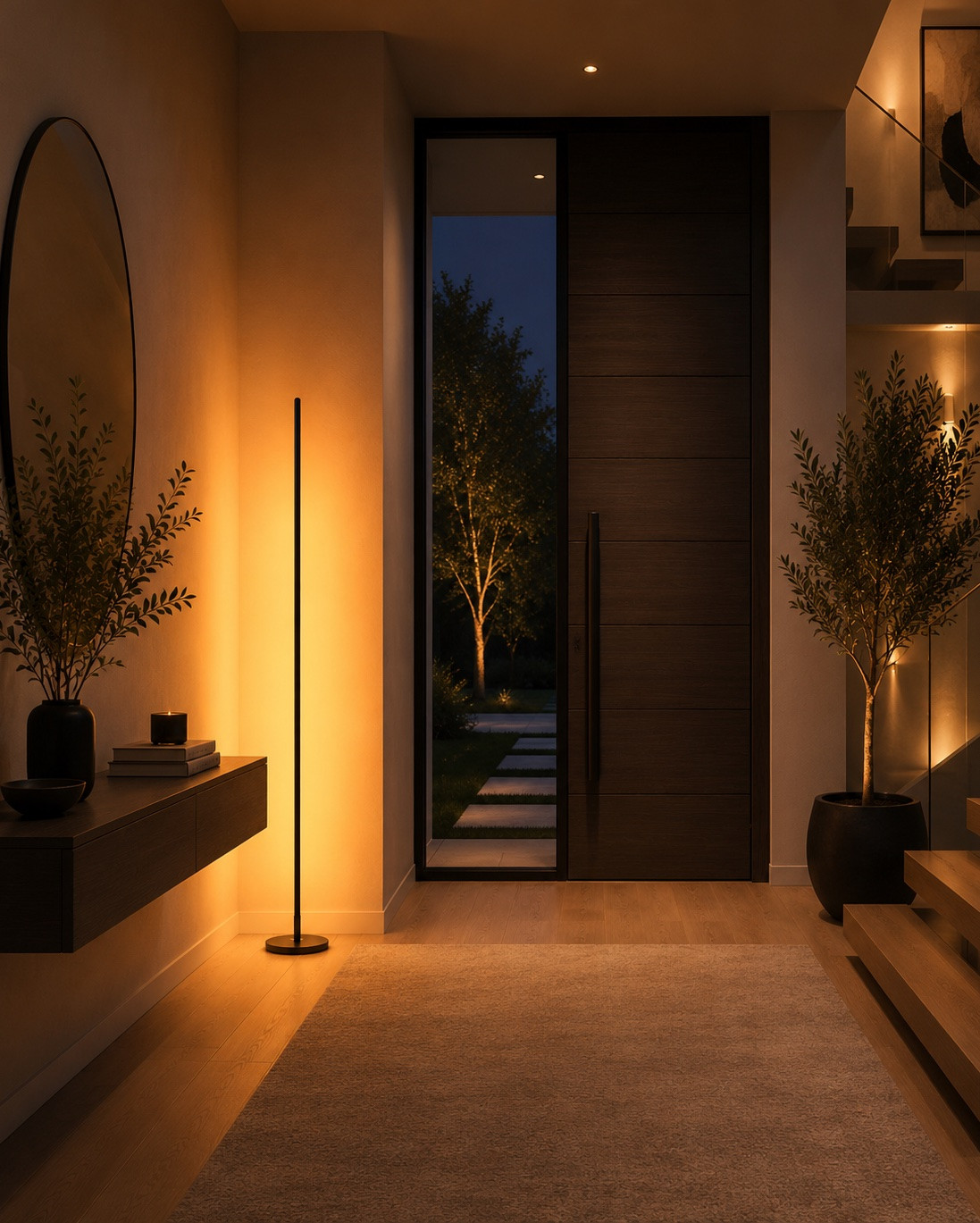 This sleek modern floor lamp instantly elevates any space with customizable colors, music-sync technology, and endless mood-setting possibilities. Whether it’s your living room, bedroom, entryway, or office, it creates the perfect luxury ambiance for a fraction of the designer price!