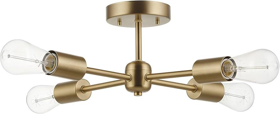 Globe Electric 61122 Vane 4-Light Flush Mount Ceiling Light, Matte Brass | Amazon (CA)