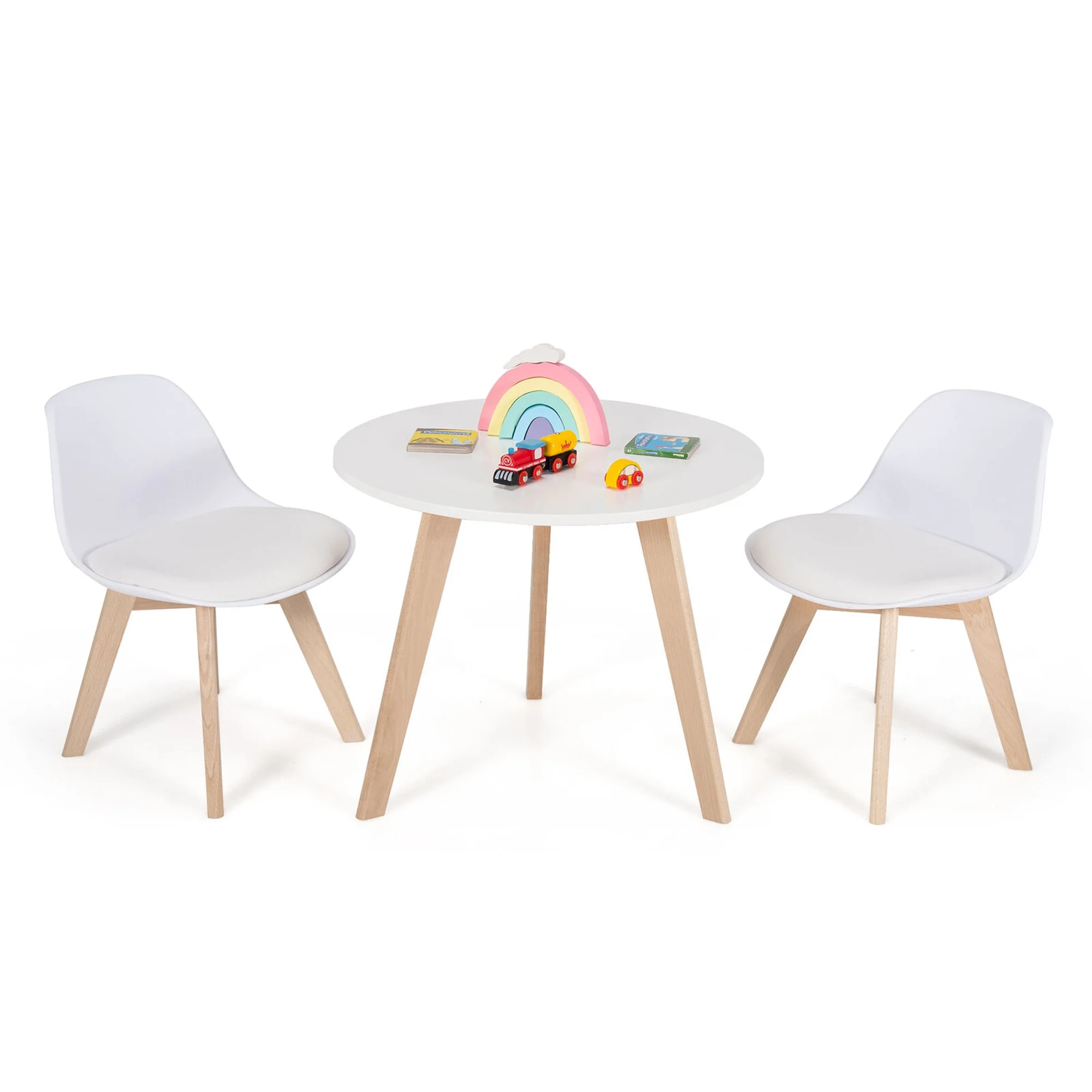 Gymax Kids Table & 2 Chairs Set Modern Activity Play Table w/Beech Leg Cushion | Walmart (US)