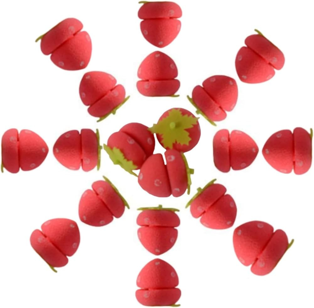 18/24PCS Strawberry Heatless Curlers, Strawberry Foam Rollers, Foam Hair Curlers For Long Hair & ... | Amazon (US)