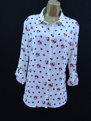 MINNIE MOUSE BLOUSE SHIRT TOP SIZE 14 - 16 LADIES WHITE DISNEY NEW BUTTON FRONT  | eBay | eBay UK