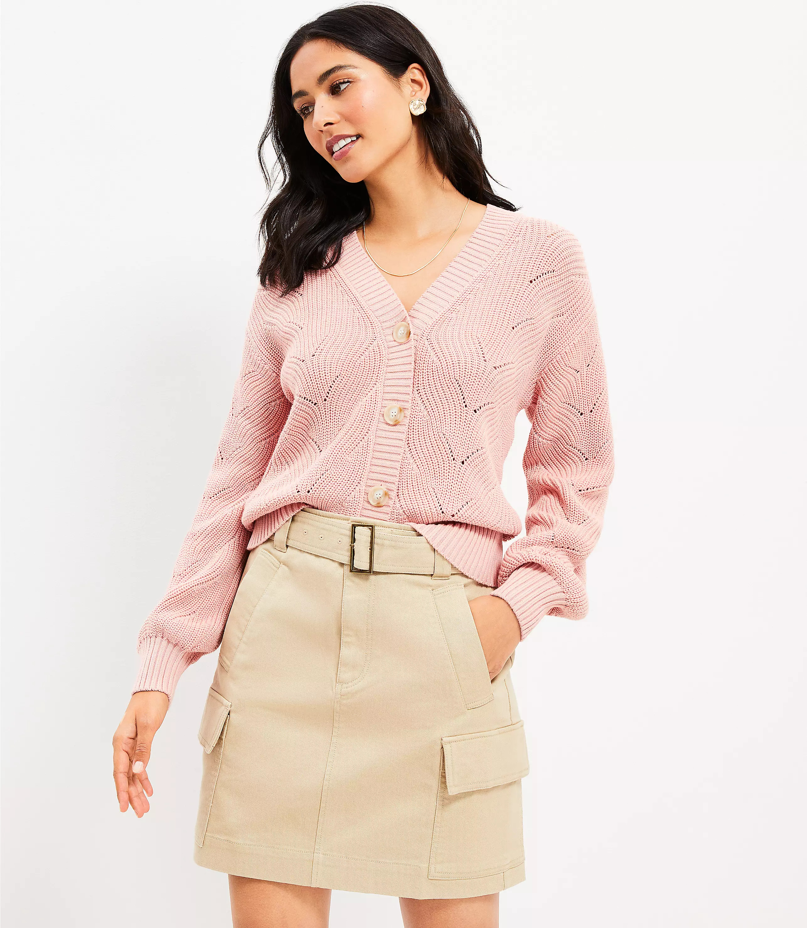 Stitchy V-Neck Cardigan | LOFT