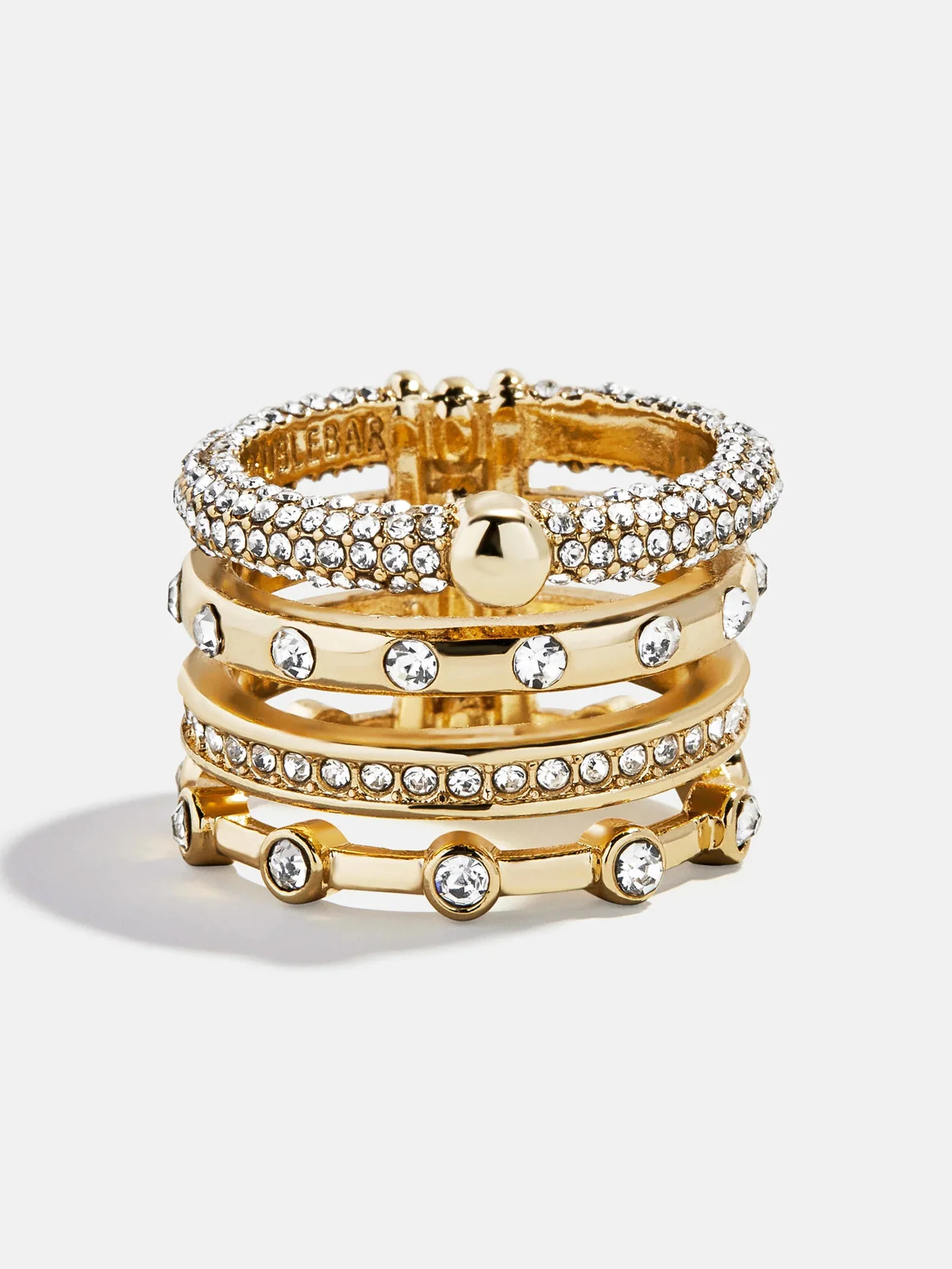 Rosaire Stacked Ring - Gold/Pavé | BaubleBar