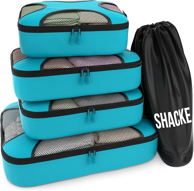 Shacke Pak - 5 Set Packing Cubes - Travel Organizers with Laundry Bag (Aqua Teal) | Amazon (US)