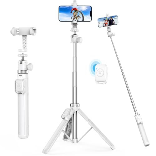 62" Phone Tripod - MIIASI Extendable Tripod for iPhone and Selfie Stick Tripod with Remote, 360° Ball Head Upgraded Cell Phone Tripod for Video Recording, iPhone 14/13/12 Pro Max/Android | Amazon (US)